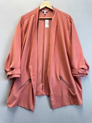 Maurice’s Womens 4X Plus Career Jacket Ruched Sleeves Pink NWT - Image 1 of 4