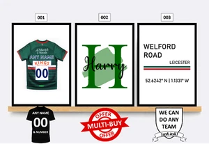 Personalised Leicester Tigers Rugby Print Wall Art Poster Custom Set of 3 - Picture 1 of 12