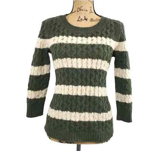 J CREW Womens Regular Cable Knit Pullover Crewneck Sweater Olive Green Size XXS - Picture 1 of 16