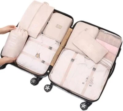 8 piezas/juego de cubos de embalaje bolsa de almacenamiento de equipaje organizador maleta de compresión de viaje Foto 1 de 4