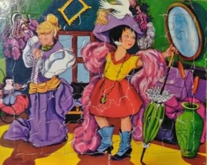 Vintage 1961 SIFO CO USA Kinder Bild Tablett Puzzle "Mädchen spielen Kleid U - Bild 1 von 8