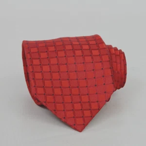 Corbata Jos A Bank Cuadrados Rojos Azules Tejida Patrón Geométrico Suave para Hombre - Imagen 1 de 4