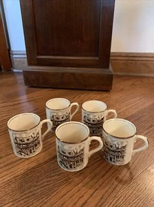 JUEGO DE 5 TAZAS CON SELLO TRASERO DBLE ""TOM MOORE QUOTATE"" DE CERÁMICA GRIS DE COLECCIÓN - Imagen 1 de 8