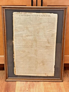United States Gazette for the Country Newspaper Page January 1807 Framed Matted - Picture 1 of 14