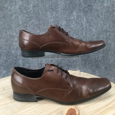 Calvin Klein 鞋男式 12 M Brodie 连衣裙德比牛津棕色皮革系带 — 第 1/4 张图片