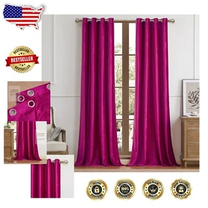 Thermoisolierte Hot Pink Samt Vorhänge - 108" Luxus Vorhänge (2 Paneele) - Bild 1 von 10