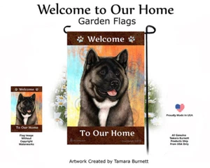 Welcome Garden Flag - Silver Akita 001B - Picture 1 of 1