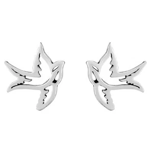 Pendientes de tachuelas Brave Little de plata esterlina para pájaros golondrinos - Imagen 1 de 4