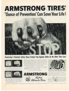 Armstrong Tires 1956 publicidad onza de prevención discos de seguridad campaña - Imagen 1 de 1