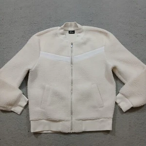 Zyia Active Jacket Womens Medium Cream Deep Pile Fleece Full Zip Sweater Hiking - Picture 1 of 18