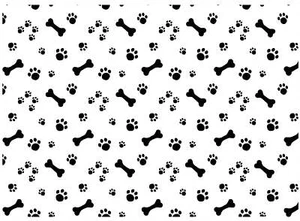 Allover Dog Bones Paw Prints 1 pc 5 x 7 Inch Black Fused Glass Decal - Picture 1 of 1