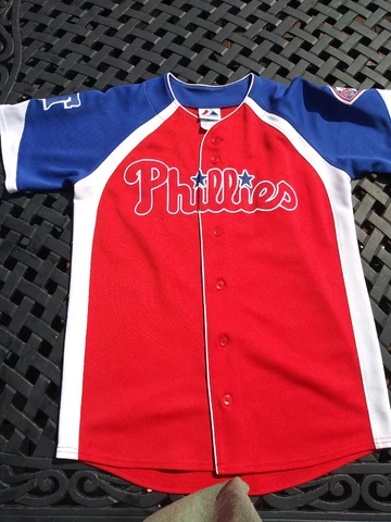 Majestic Philadelphia Phillies Utley #26 Jersey Youth L Red Button Chase Utley Cover