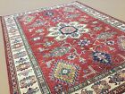 4.11 X 6.5 Red Beige Fine Geometric Medallion Oriental Area Rug Hand Knotted