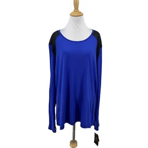 PGA Tour Golf Shirt Womens XXL Blue Heather Crew Neck Long Sleeve w/ Thumb Hole - Picture 1 of 11