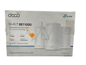 TP-Link Deco BE11000 WIFI 7 Tri-Band Whole Home Mesh System 3-Pack - White NEW - Afbeelding 1 van 7