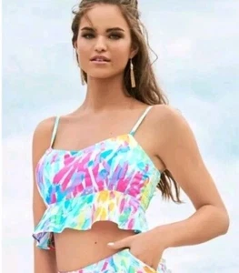 Lilly Pulitzer Linnea Recortada Sin Mangas Peplum Top Brillante Sandalia Talla 0/xs - Imagen 1 de 10