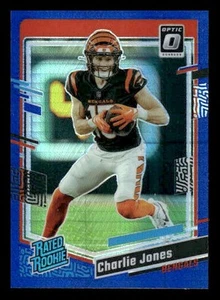 2023 Donruss Optic #223 Charlie Jones RC Rookie Blue Hyper Cincinnati Bengals - Picture 1 of 2