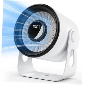 Desk Fans Small Quiet, 100 Speeds Strong Wind Portable Fan Rechargeable White - Picture 1 of 7