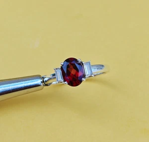 Red Garnet Gemstone 925 Sterling Silver Ring Handmade Jewelry Ring For Gift - Picture 1 of 9