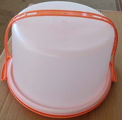 Tupperware Clásico Pastelero Mango Portador DE COLECCIÓN Estilo Naranja con Servidor de Pasteles  Foto 1 de 4
