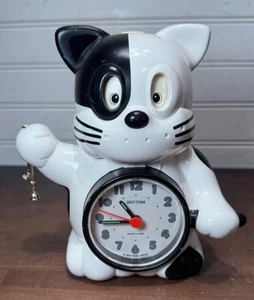 Vintage 1970’s Rhythm Rise And Shine Alarm Clock Cat Japan READ - Picture 1 of 12