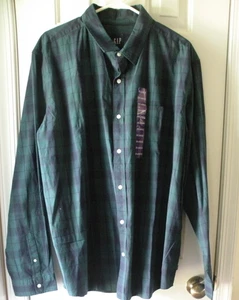 GAP Webhemd Langarm grün und blau Karomuster XXL Button Down - Bild 1 von 18