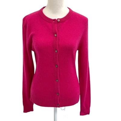 John Lewis 100% Cashmere Cardigan Sweater Soft Classic Bright Pink size 8 - Image 1 of 4