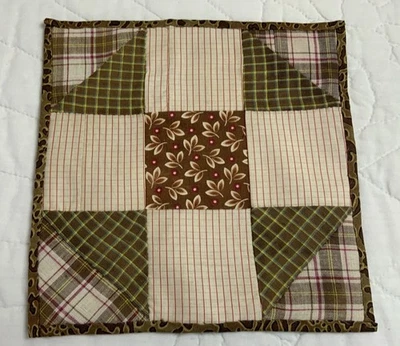 Antique Vintage Patchwork Quilt Table Topper, Churn Dash, Navy, Early Calicos - Image 1 of 4