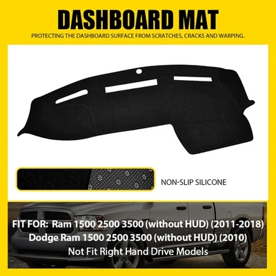 Cubierta de tablero de instrumentos para alfombrilla negra 2011-2018 / Ram Dodge 2010 Ram 1500 2500 3500 Foto 1 de 4
