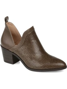 JOURNEE COLLECTION Womens Brown Snake V Cut Slits Back Terri Almond Booties 12 - Picture 1 of 11