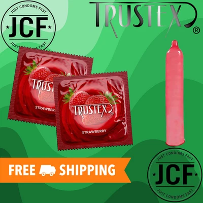 Trustex Strawberry Flavor Condoms Color Latex Bulk | Choose Amount | FREE SHIP - Image 1 of 3