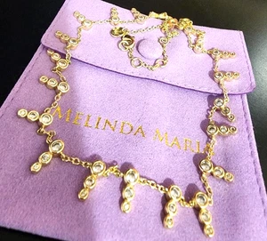 Collar MELINDA MARIA Tono Dorado Triple Diamante Bisel Gota NUEVO SIN ETIQUETAS/BOLSA + ¡REGALO! - Imagen 1 de 4