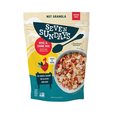Seven Sundays Nut Granola Cereal, Rise & Shine Fresa Plátano Nuez, Bolsa de 20 OZ, Foto 1 de 4