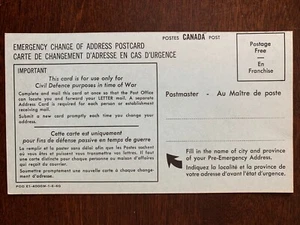 Postal de colección de Canadá CAMBIO DE DIRECCIÓN DE EMERGENCIA en tiempo de guerra - Imagen 1 de 2