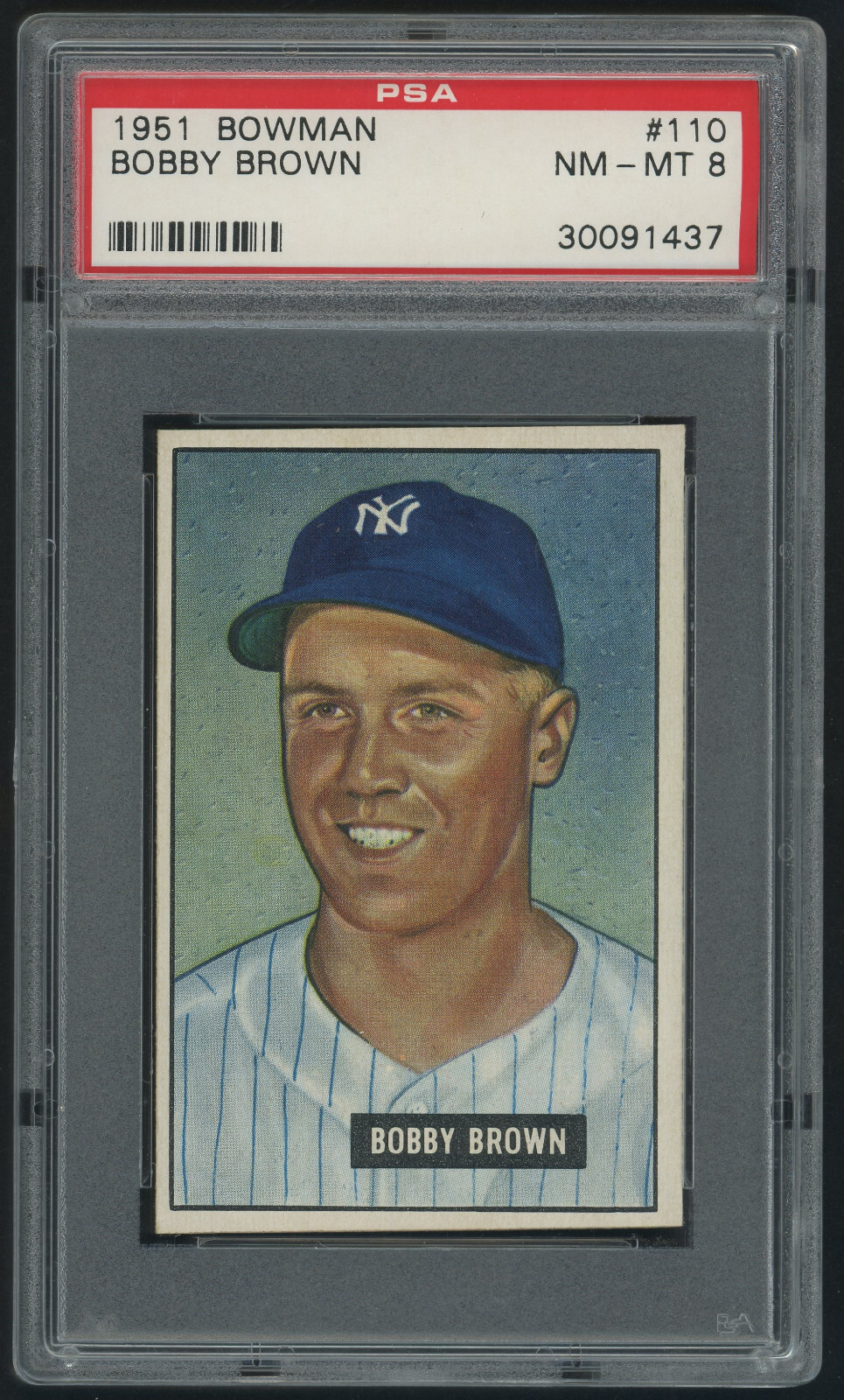 1951 Bowman #110 Dr Bobby Brown New York Yankees Baseball Card PSA 8 NM-MT ⚾️