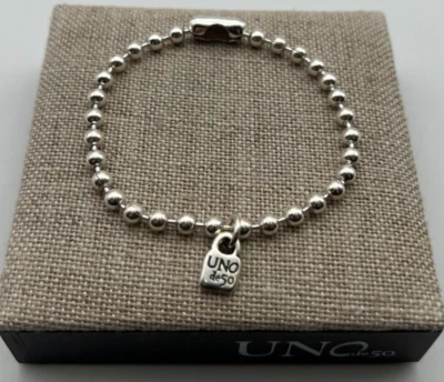 NEW Uno de 50 Emotions Sterling Silver Plated Beaded Bracelet Size Medium - Image 1 of 4