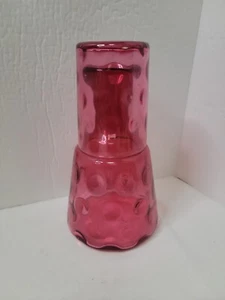 Ensemble carafe de chevet / tasse à pois en verre à canneberge Fenton. TUMBLE UP - Photo 1/7