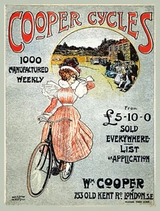 10880. Póster de decoración. Pared de habitación. Diseño de arte interior vintage. Anuncio victoriano de bicicleta - Imagen 1 de 1
