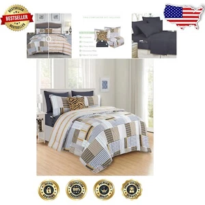 8-Piece Animal Print Reversible Comforter Set - King/Cal King, Gold Splendor - Picture 1 of 9