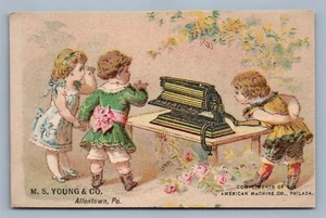 TARJETA COMERCIAL VICTORIANA MÁQUINA AMERICANA M.C.YOUNG & CO. ALLENTOWN PA antigüedad - Imagen 1 de 2