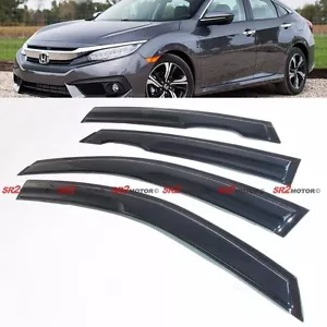 Viseras de protección contra el clima con sombra de ventana para sol y lluvia aptas para sedán Honda Civic 16-21 - Imagen 1 de 4