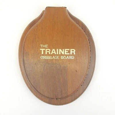 Cribbage Board The Trainer Toilet Seat Continuous Tracks Wood Pegs 1977 Folding  - Image 1 of 4