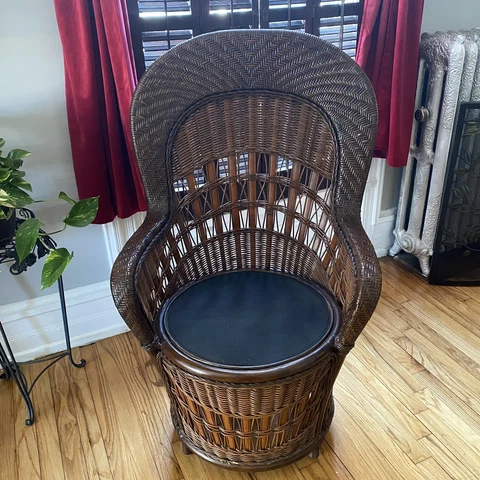 Vintage Wicker Rattan Reed Peacock Fan Chair Mid Century Modern Colonial Style Cover