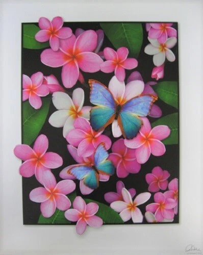 Mini Poster Pink Frangipanis with Butterfly - Image 1 of 1