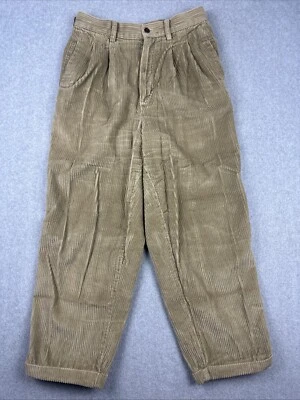 VTG Eddie Bauer Pants Womens 10 Corduroy Wide Leg High Waist Pleat Cuff Outdoors - Image 1 of 4