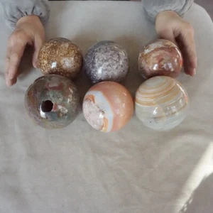 11.1LB 6Pcs A Set Of Natural Quartz Crystal Jasper Sphere Ball Polished Healing - Imagen 1 de 12
