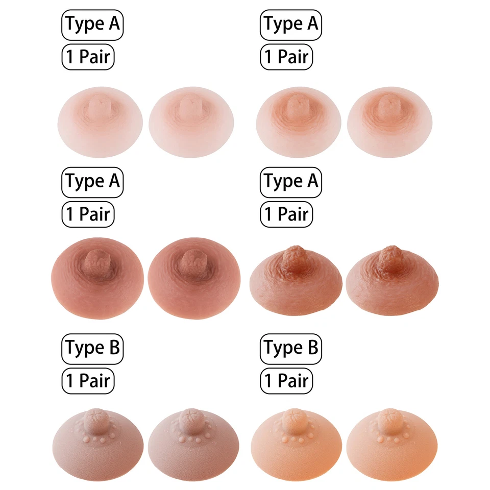 UK 1 Pair Nipple Covers Self-priming Reusable Soft Silicone Prosthetic Breast  - Image 1 of 1