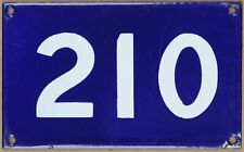 Old Australian used house number 210 door gate enamel metal sign in French blue