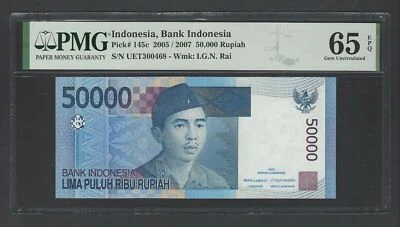 Indonesia 50000 Rupiah 2005 / 2007 P145c Uncirculated Grade 65 - Image 1 of 2