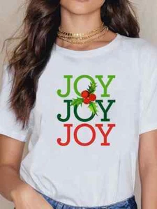Christmas Tree Santa Claus Elk Women T Shirt Print Short Sleeve Lady Clothing We - Picture 1 of 3